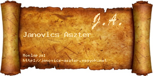 Janovics Aszter névjegykártya